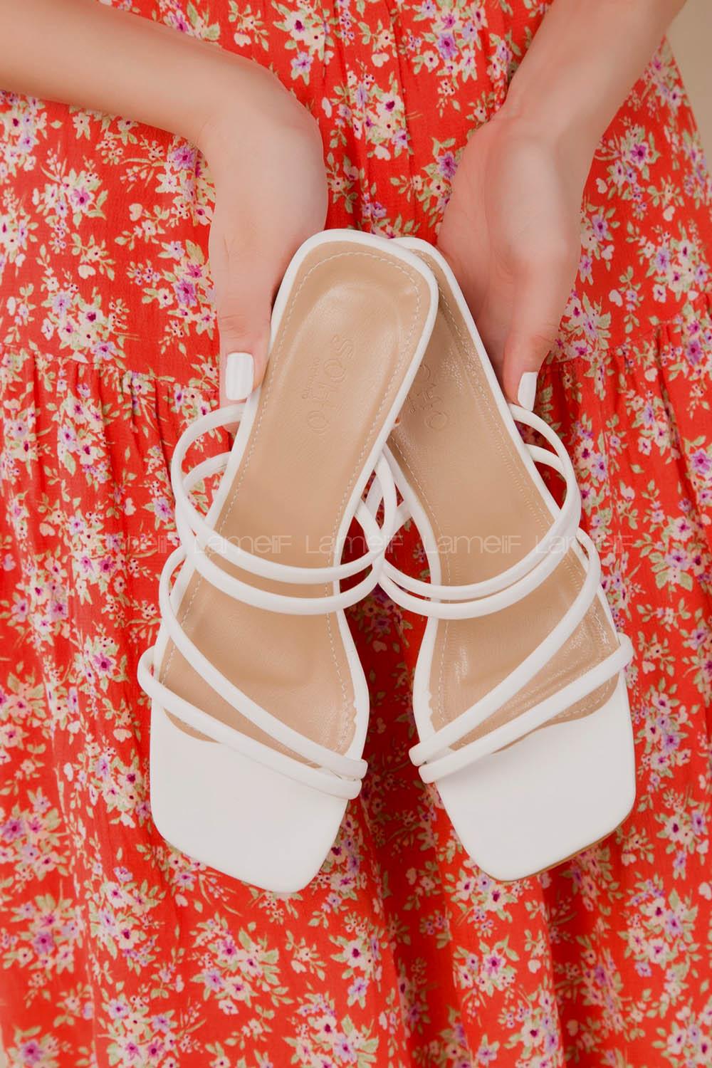 Modalamelif Topuklu Terlik Beyaz