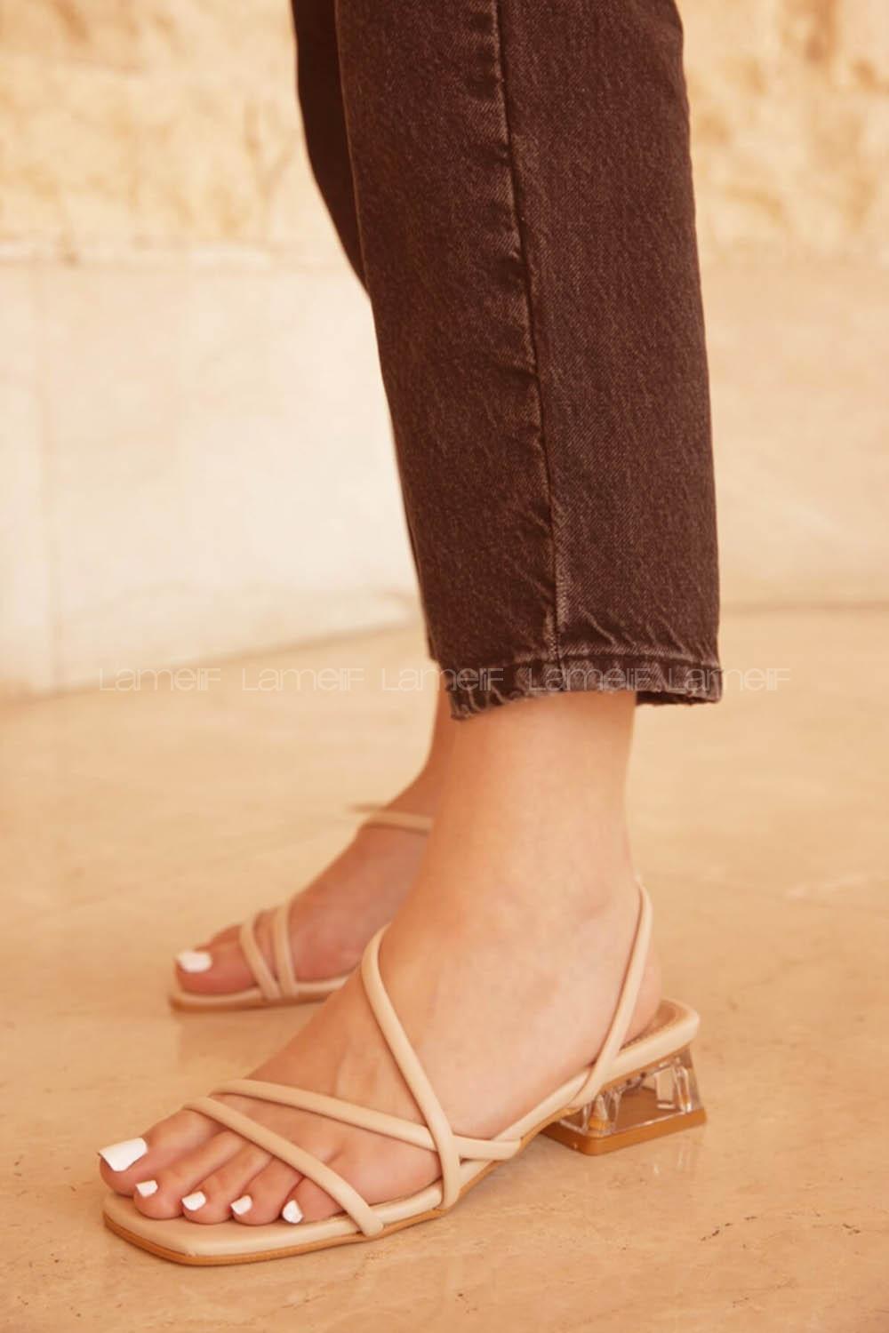 Modalamelif Şefaf Topuklu Sandalet Ten Rengi