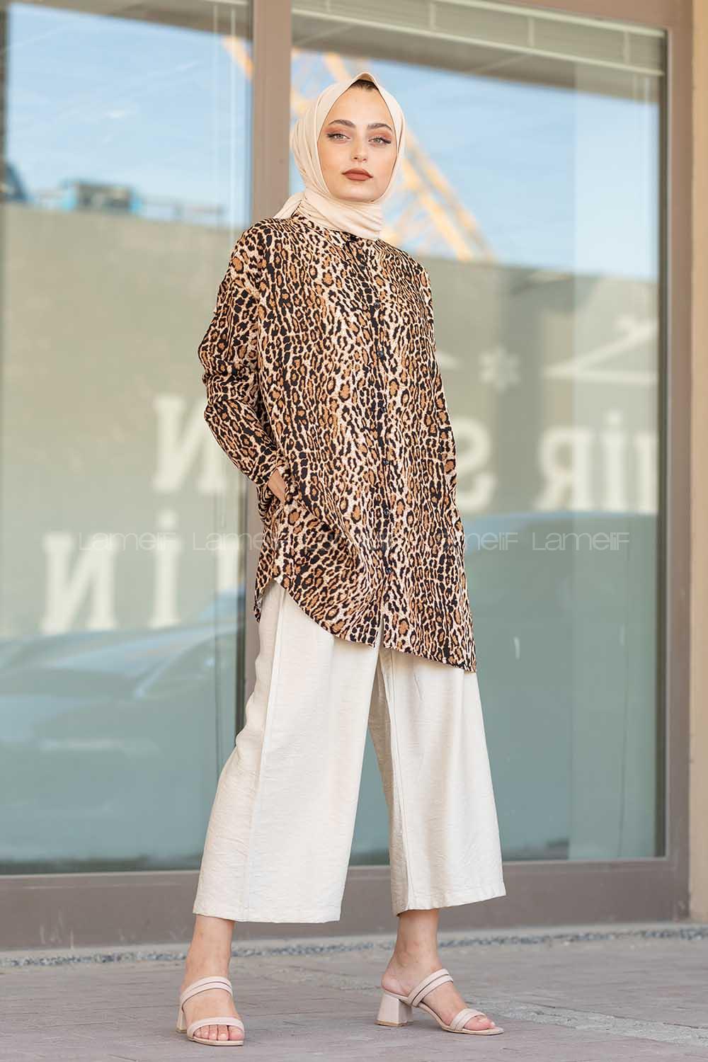 Modalamelif Leopar Desen Gömlek