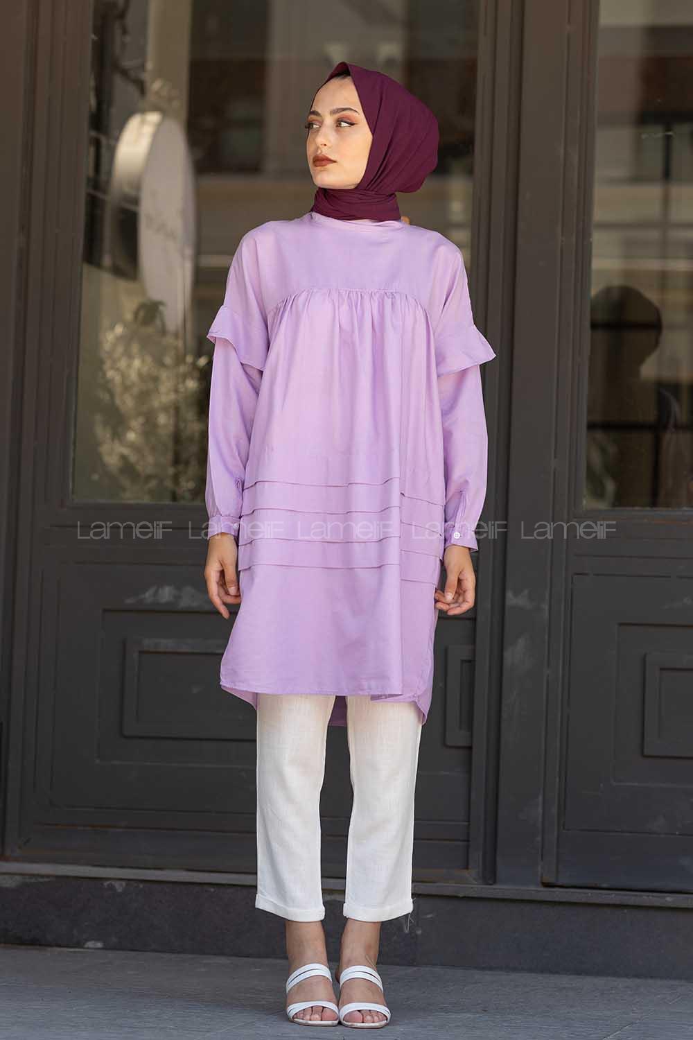 Modalamelif Önü Katlı Salaş Tunik Lila