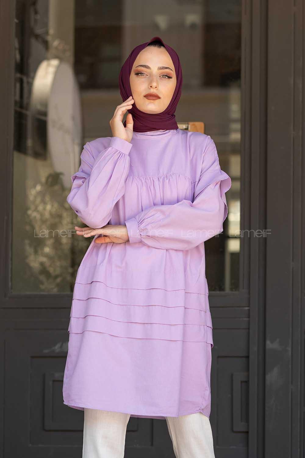 Modalamelif Önü Katlı Salaş Tunik Lila
