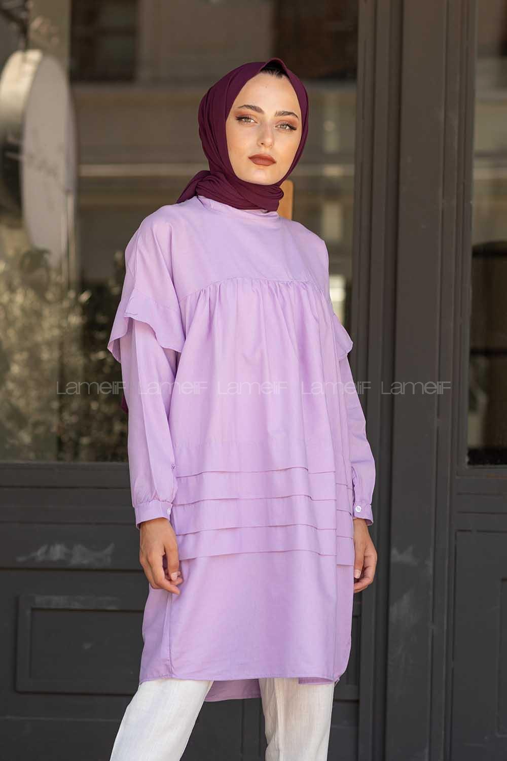 Modalamelif Önü Katlı Salaş Tunik Lila