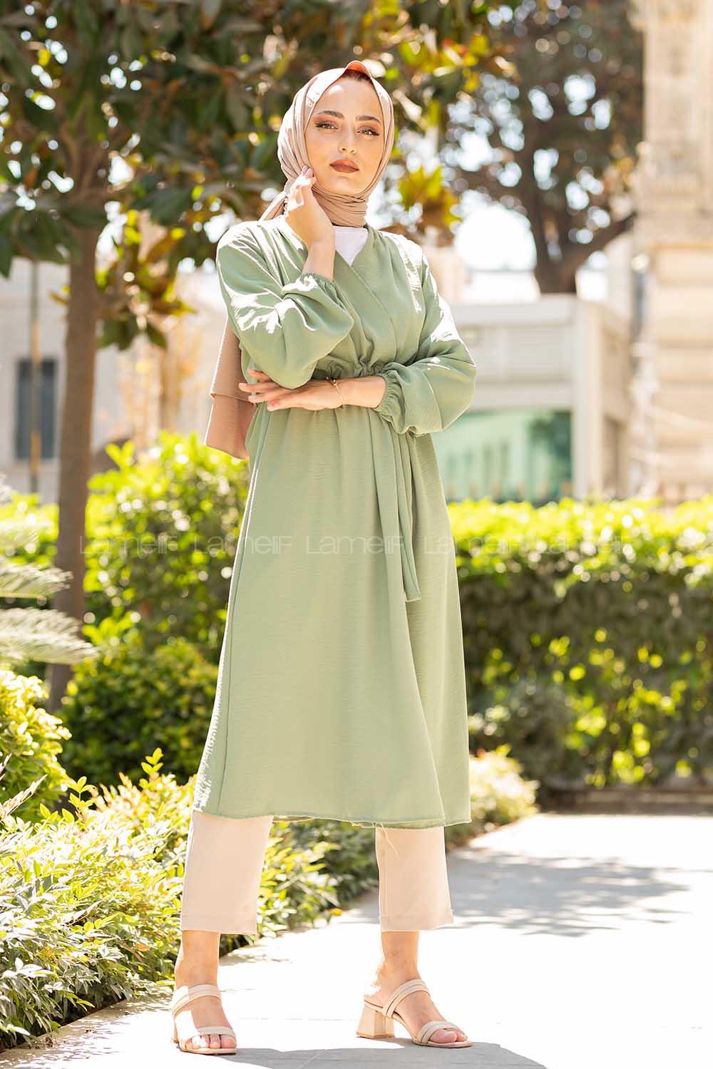 Modalamelif Yan Belden Bağlamalı Ayrobin Trenç Çağla