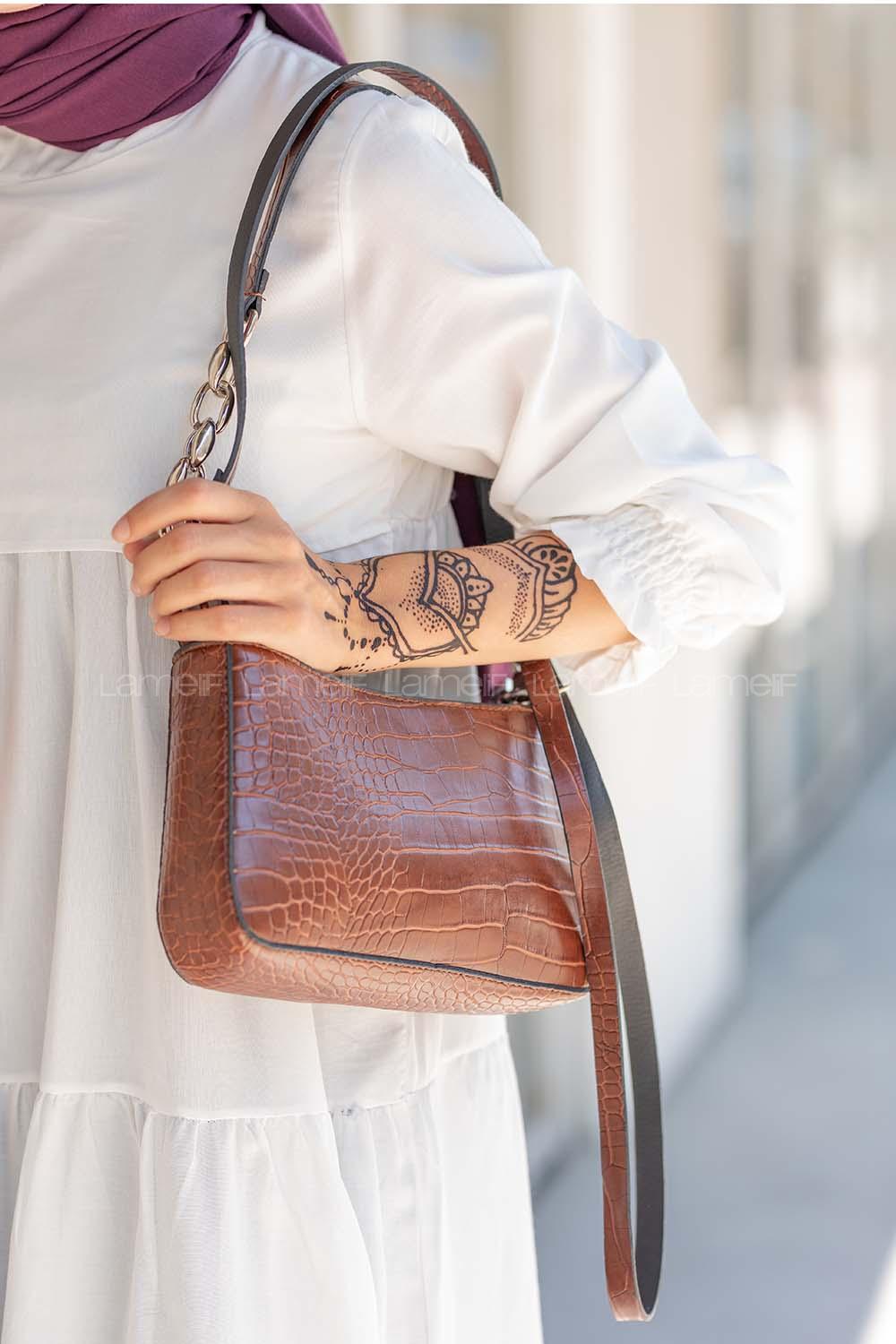 Modalamelif Bagget  Desen Çapraz Çanta Taba