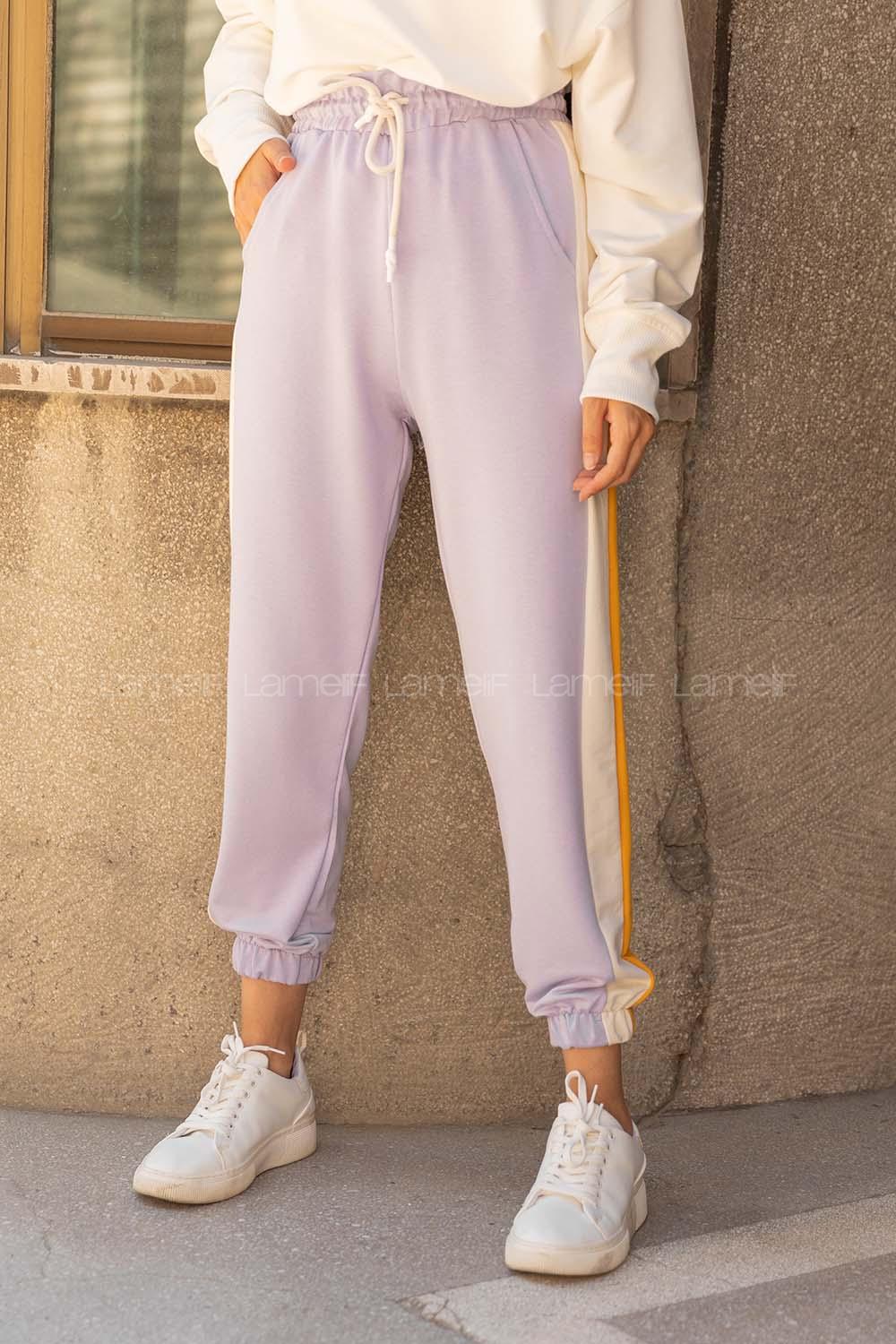 Modalamelif Bel Ve Paça Lastikli Garnili Eşofman Lila