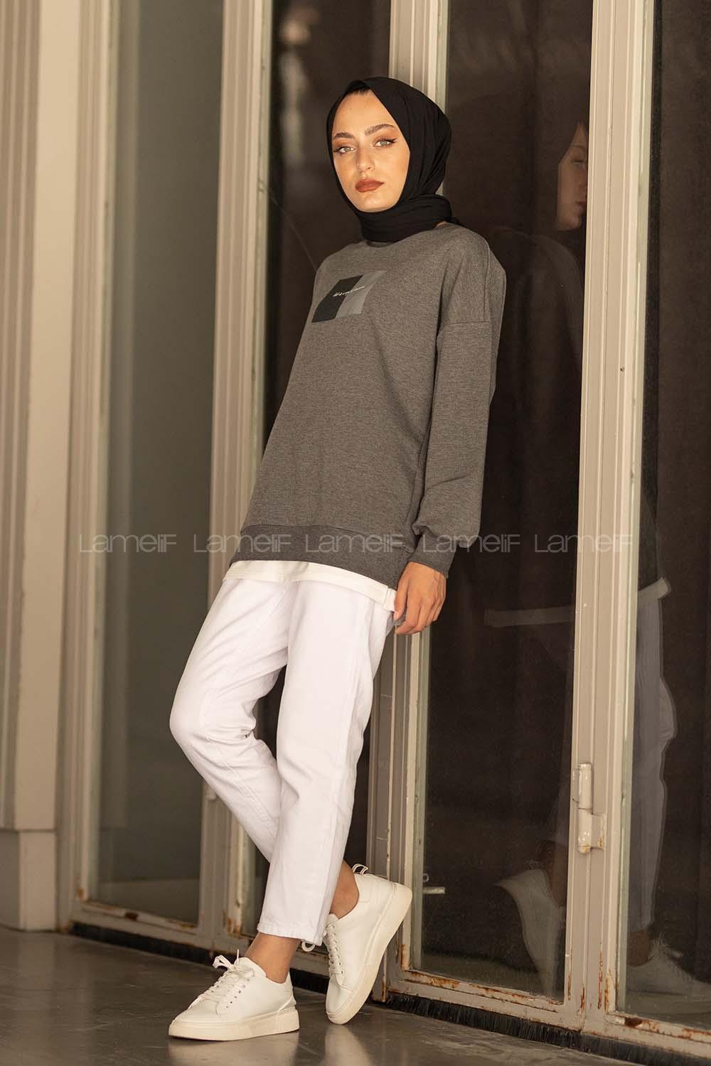 Modalamelif Etek Garnili Sweat Gri