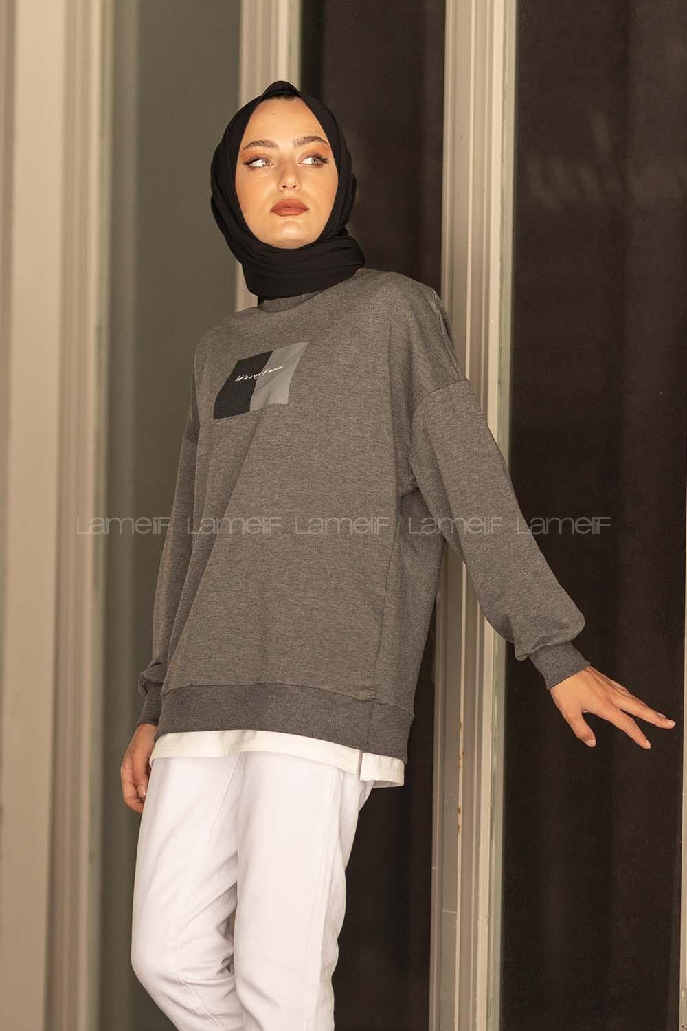 Modalamelif Etek Garnili Sweat Gri