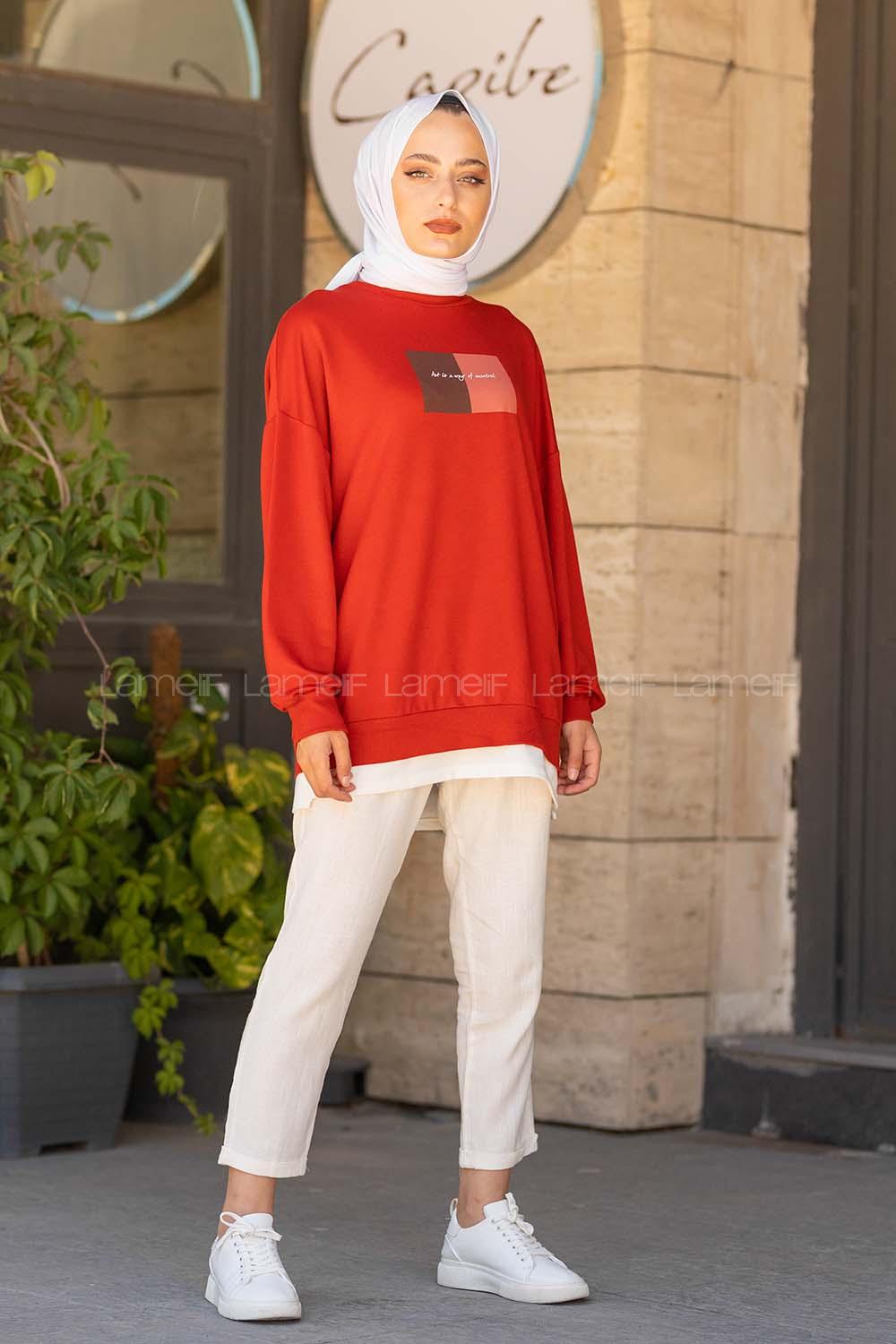 Modalamelif Etek Garnili Sweat Kiremit