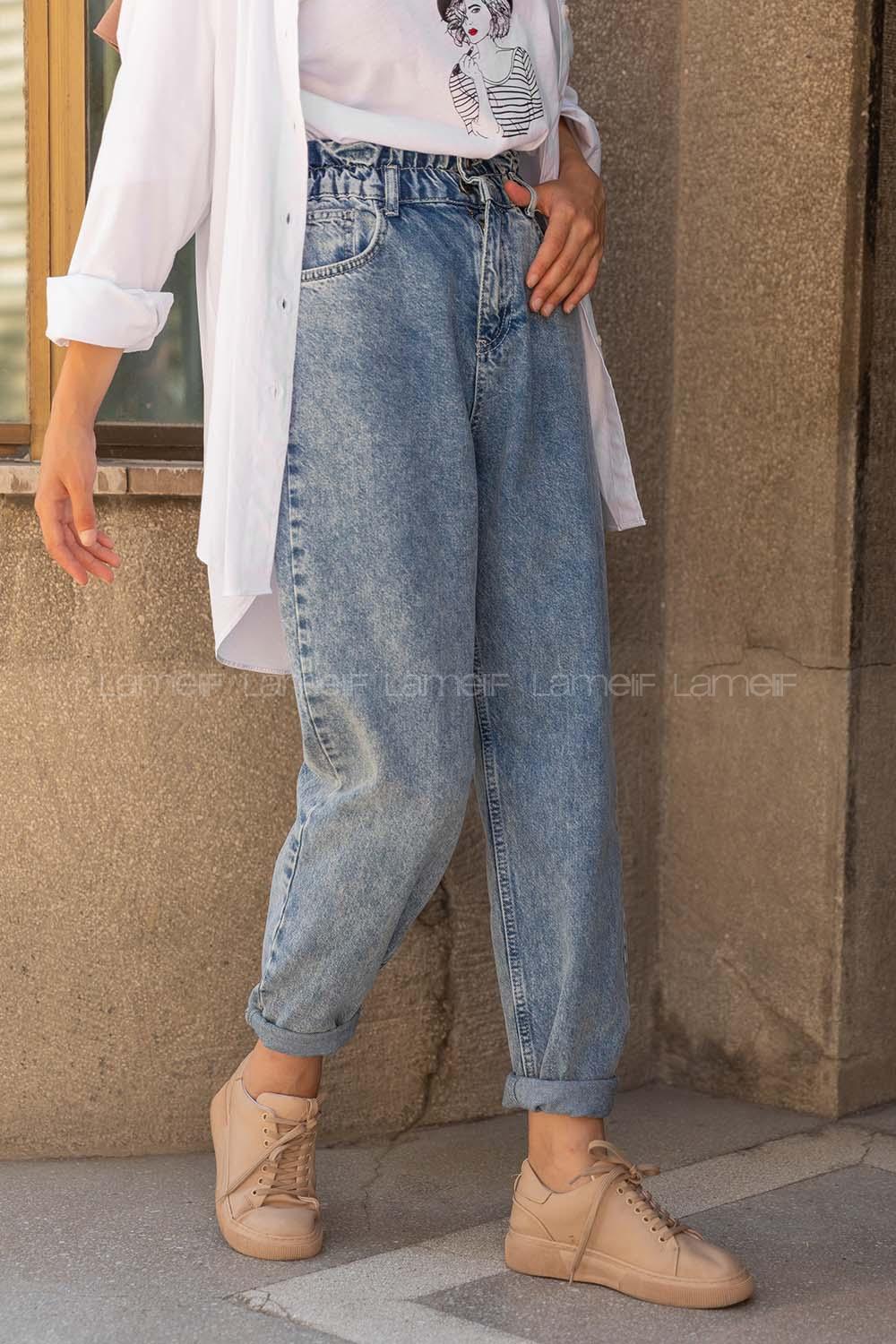 Modalamelif Kar Yıkama Mom Jean Buz Mavisi