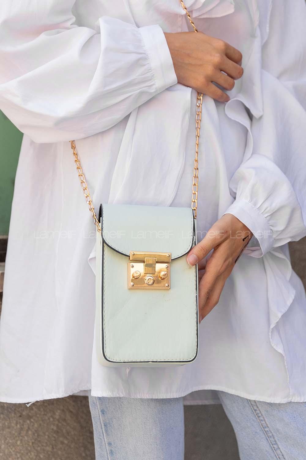 Modalamelif Zincir Askılı Messenger Model Çanta Su Yeşil