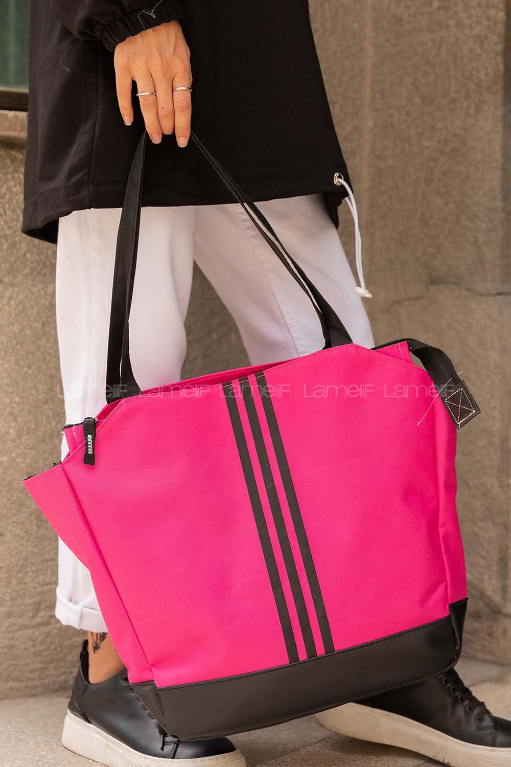 Modalamelif Şeritli Spor Çanta Fuşya