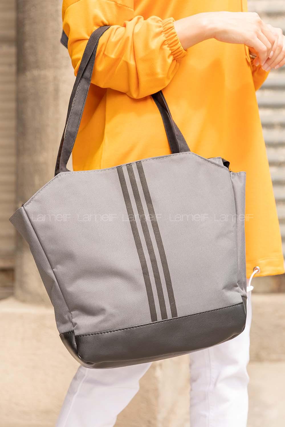 Modalamelif Şeritli Spor Çanta Gri