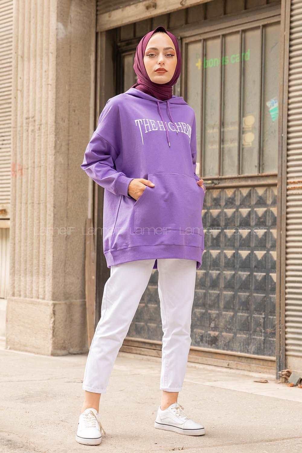 Modalamelif The Hıghest Baskılı Sweatshirt Lila
