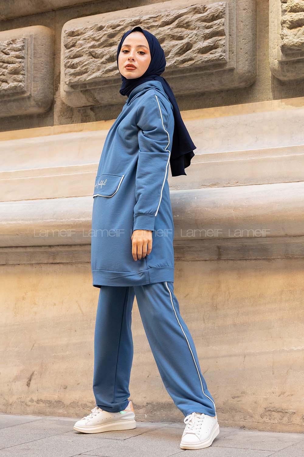 Modalamelif Kanguru Cep Detaylı İkili Takım İndigo