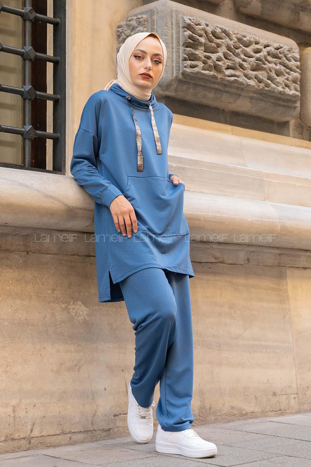 Modalamelif Yarım Balıkçı Yaka İkili Takım İndigo