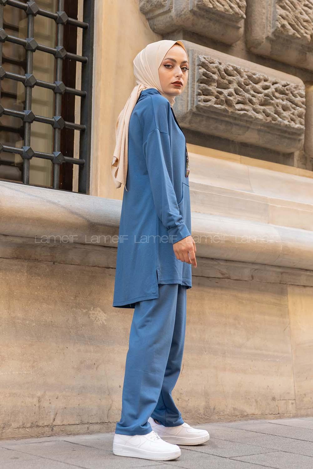 Modalamelif Yarım Balıkçı Yaka İkili Takım İndigo