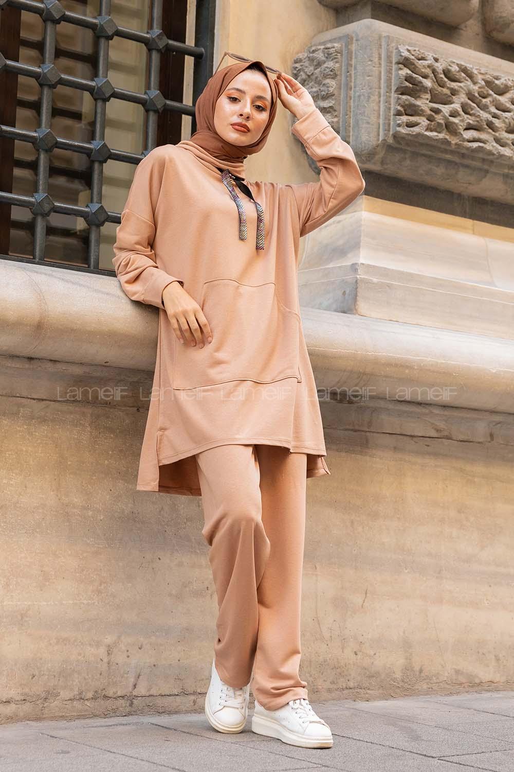 Modalamelif Yarım Balıkçı Yaka İkili Takım Sütlü Kahve