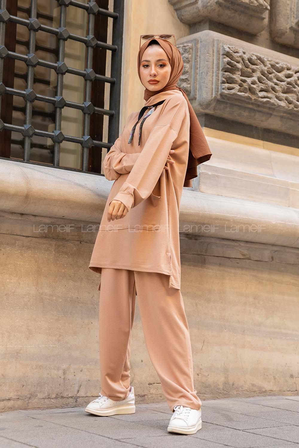 Modalamelif Yarım Balıkçı Yaka İkili Takım Sütlü Kahve