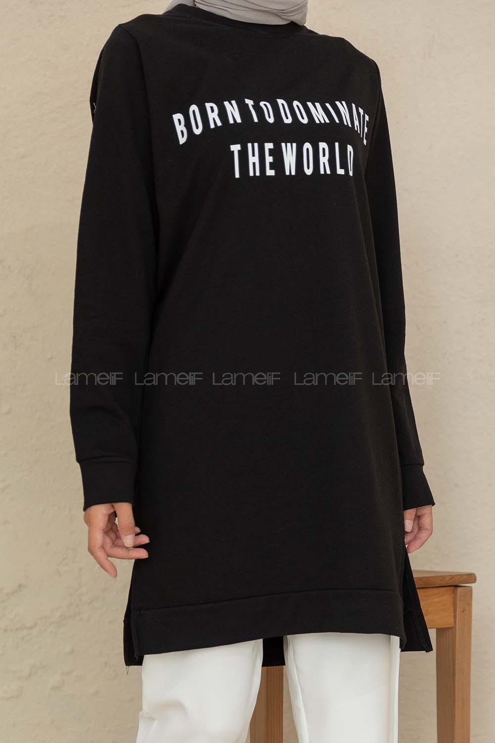 Modalamelif Born To Domınate Baskılı Tunik Siyah