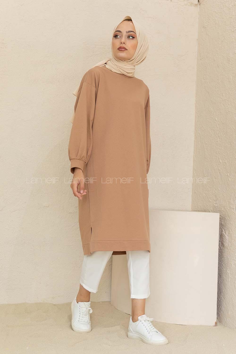 Modalamelif Düz Renk  Sweatshirt Sütlü Kahve