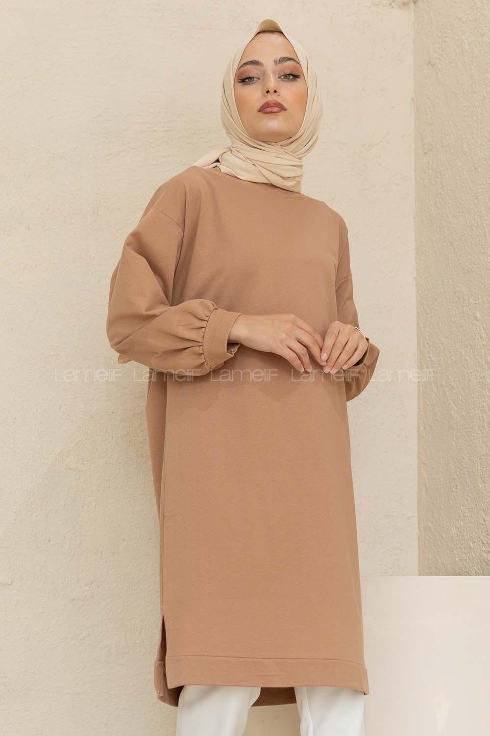 Modalamelif Düz Renk  Sweatshirt Sütlü Kahve