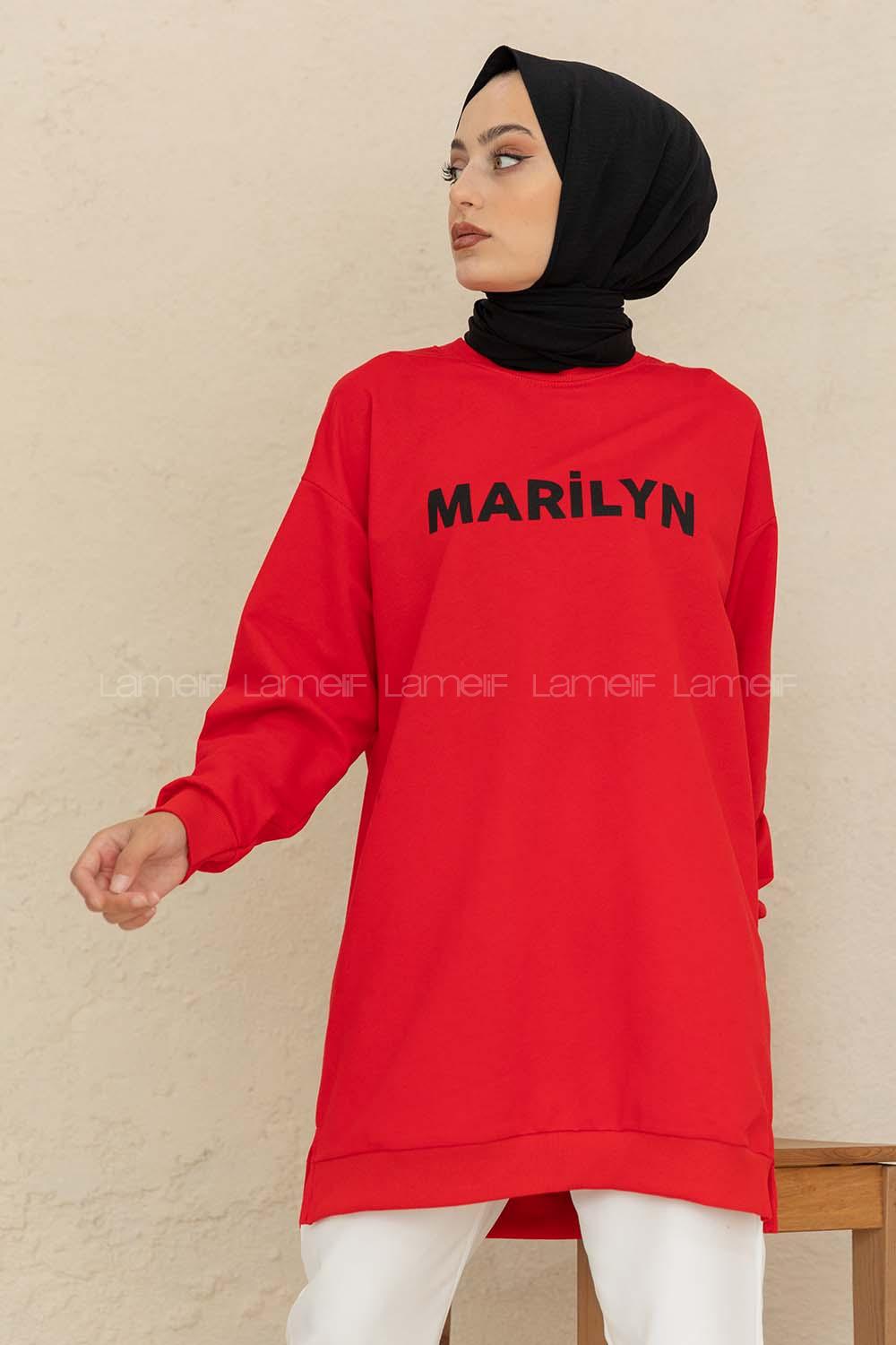 Modalamelif Marilyn Baskılı Sweatshirt Kırmızı