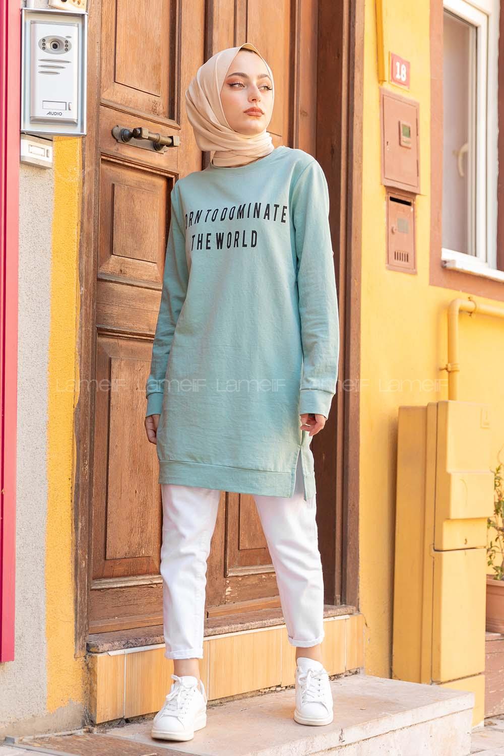 Modalamelif Born To Domınate Baskılı Tunik Çağla