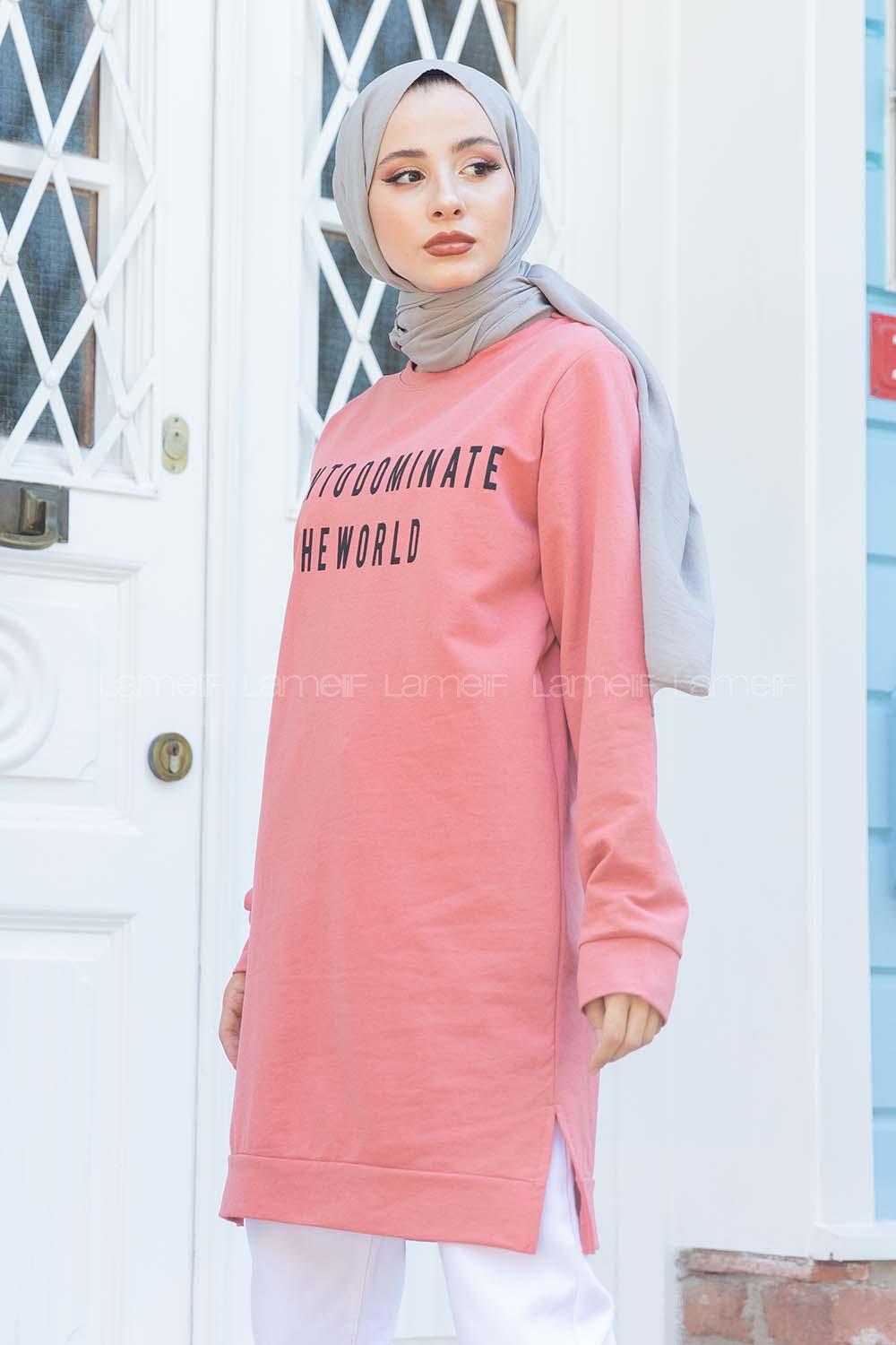 Modalamelif Born To Domınate Baskılı Tunik Pudra