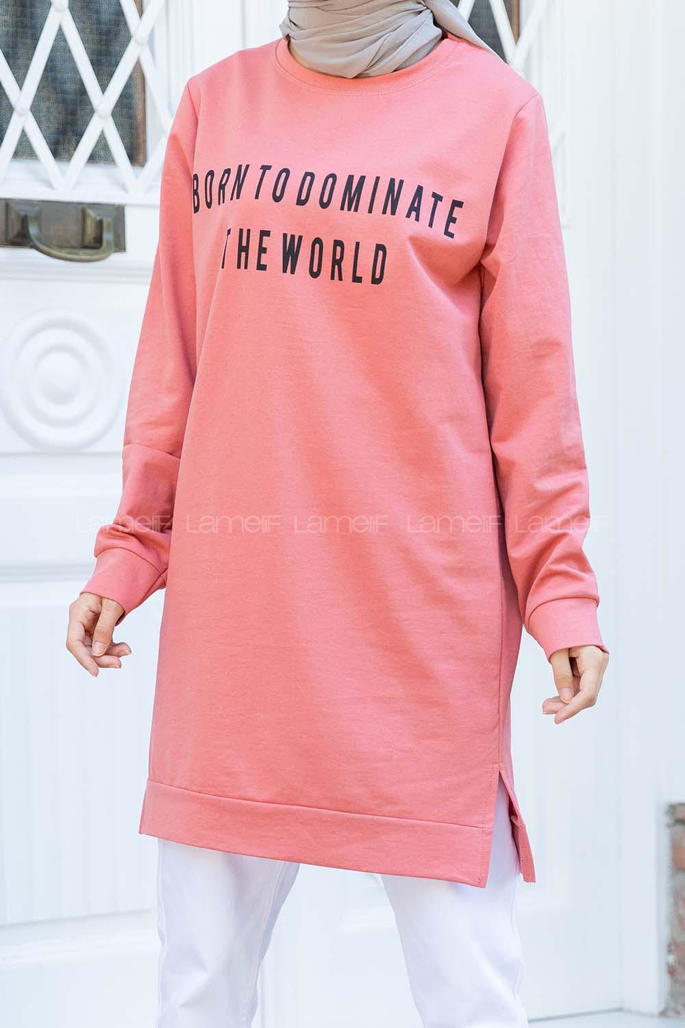 Modalamelif Born To Domınate Baskılı Tunik Pudra