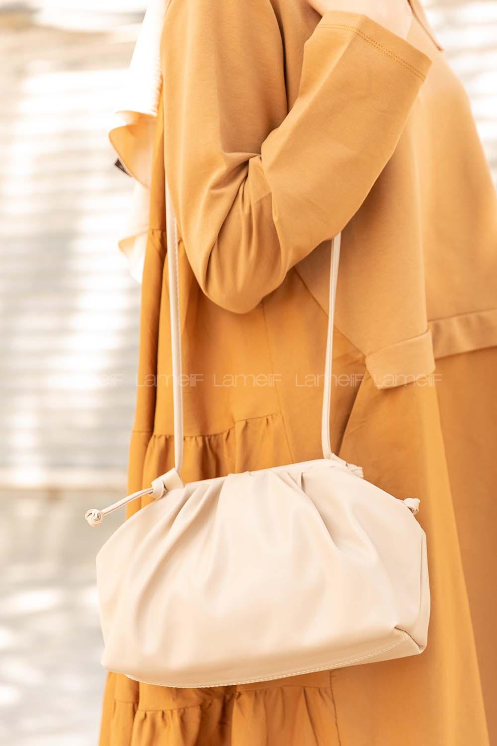 Modalamelif Büzgülü Bottega Model  Çanta  Vizonrengi