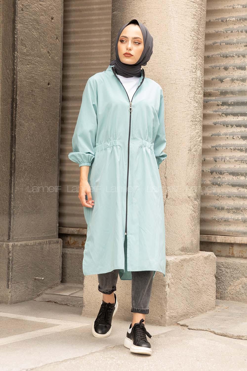 Modalamelif Hakim Yaka Bel Yarım Lastik Kap Çağla