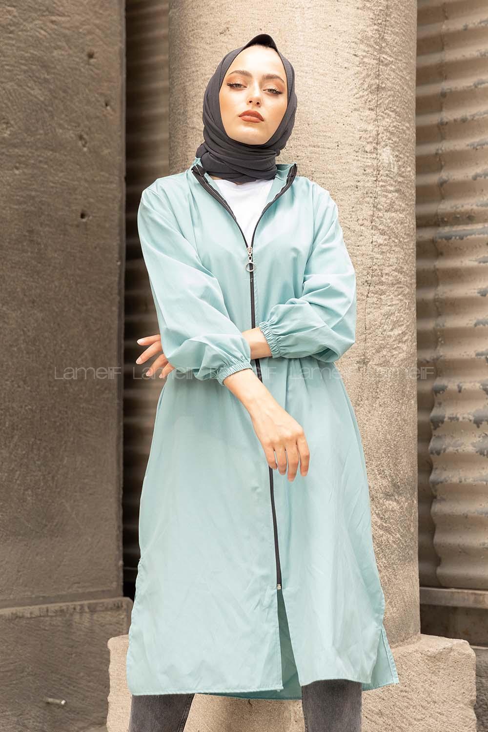 Modalamelif Hakim Yaka Bel Yarım Lastik Kap Çağla