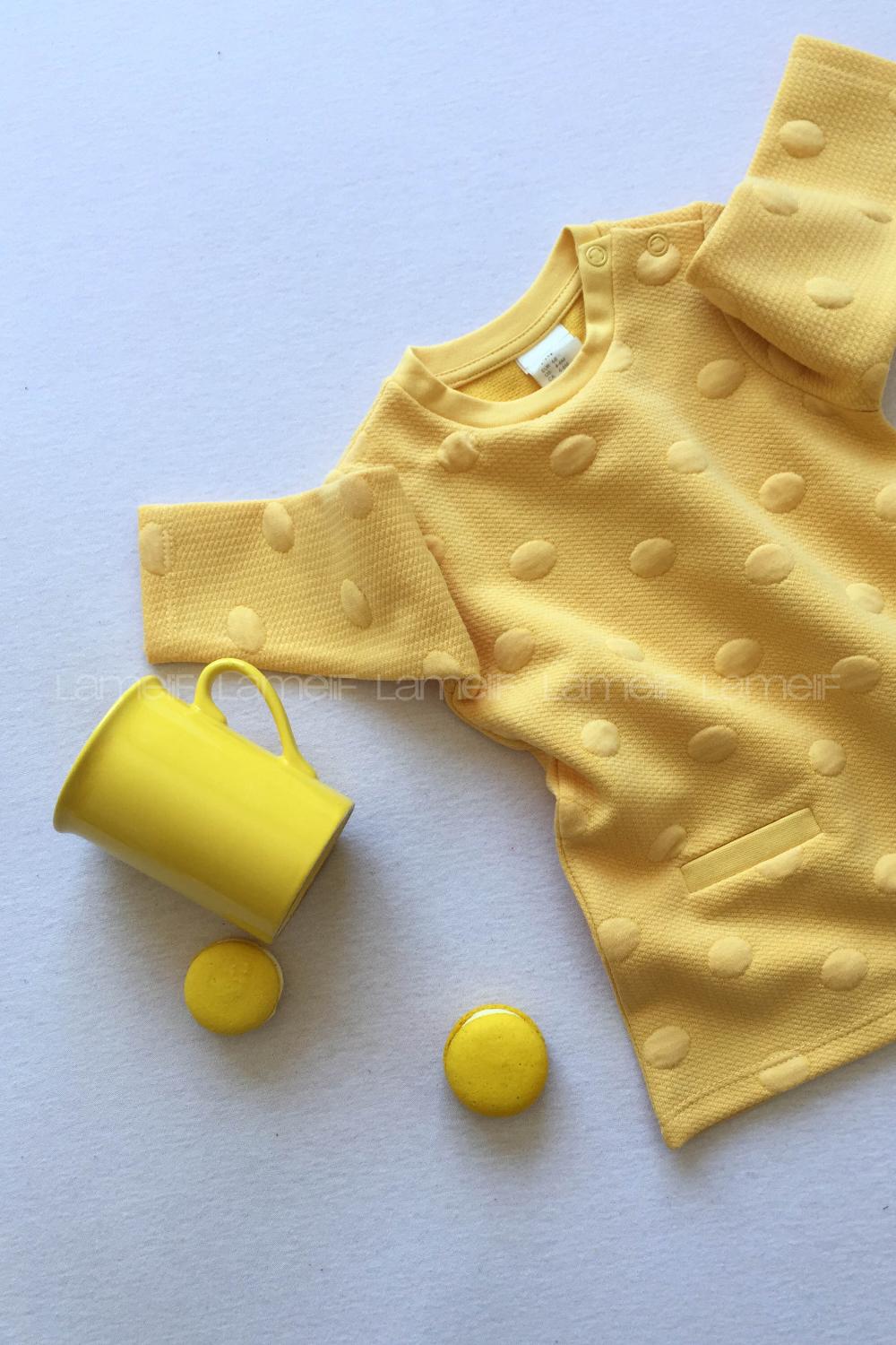 Modalamelif Kız Bebek Sarı Puantiyeli Elbise