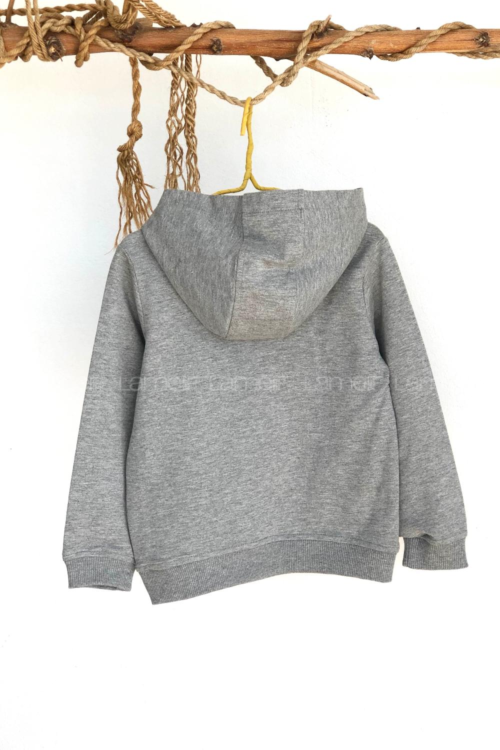 Modalamelif Kız Çocuk Yazı Baskılı Kapüşonlu Sweatshirt Gri