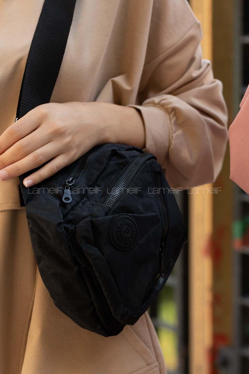 Modalamelif Yan Fermuar Krinkıl Sırt Çanta Siyah