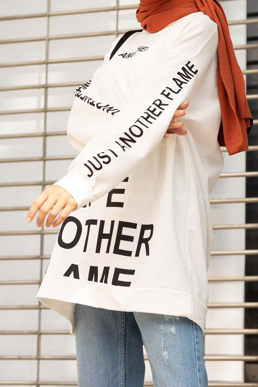 Modalamelif Another Yazı Baskılı Sweatshirt Beyaz