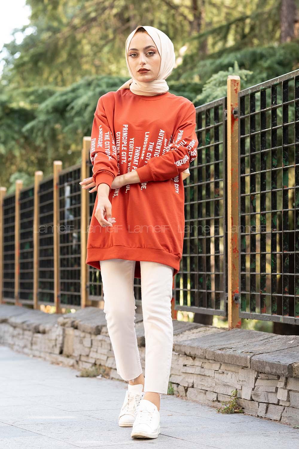 Modalamelif Cty Baskılı Sweatshirt Kiremit