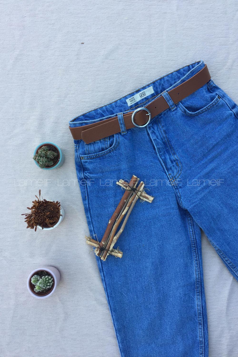 Modalamelif Halka Tokalı Gümüş Kemer Kahverengi