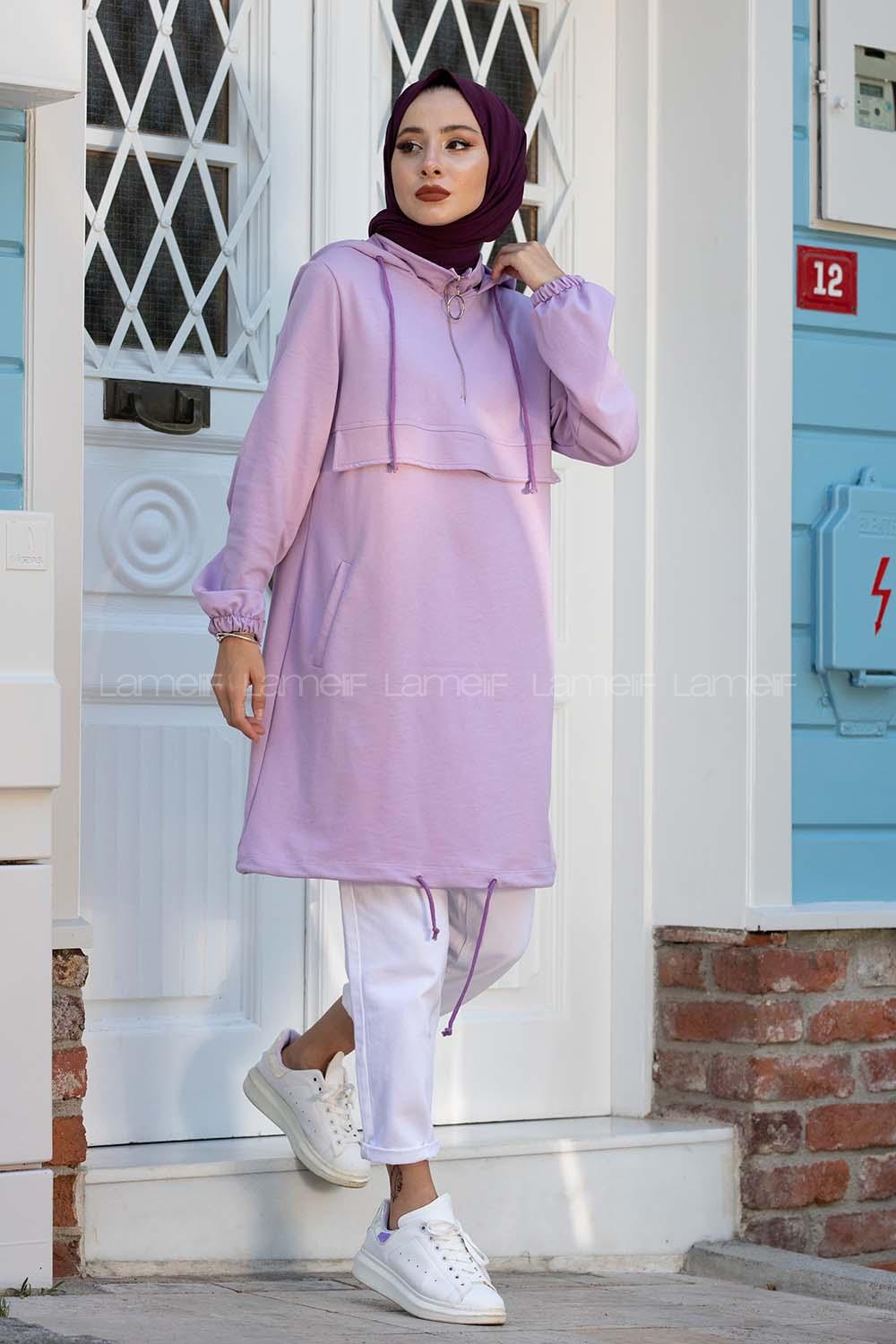 Modalamelif Kanguru Cepli Tunik Lila
