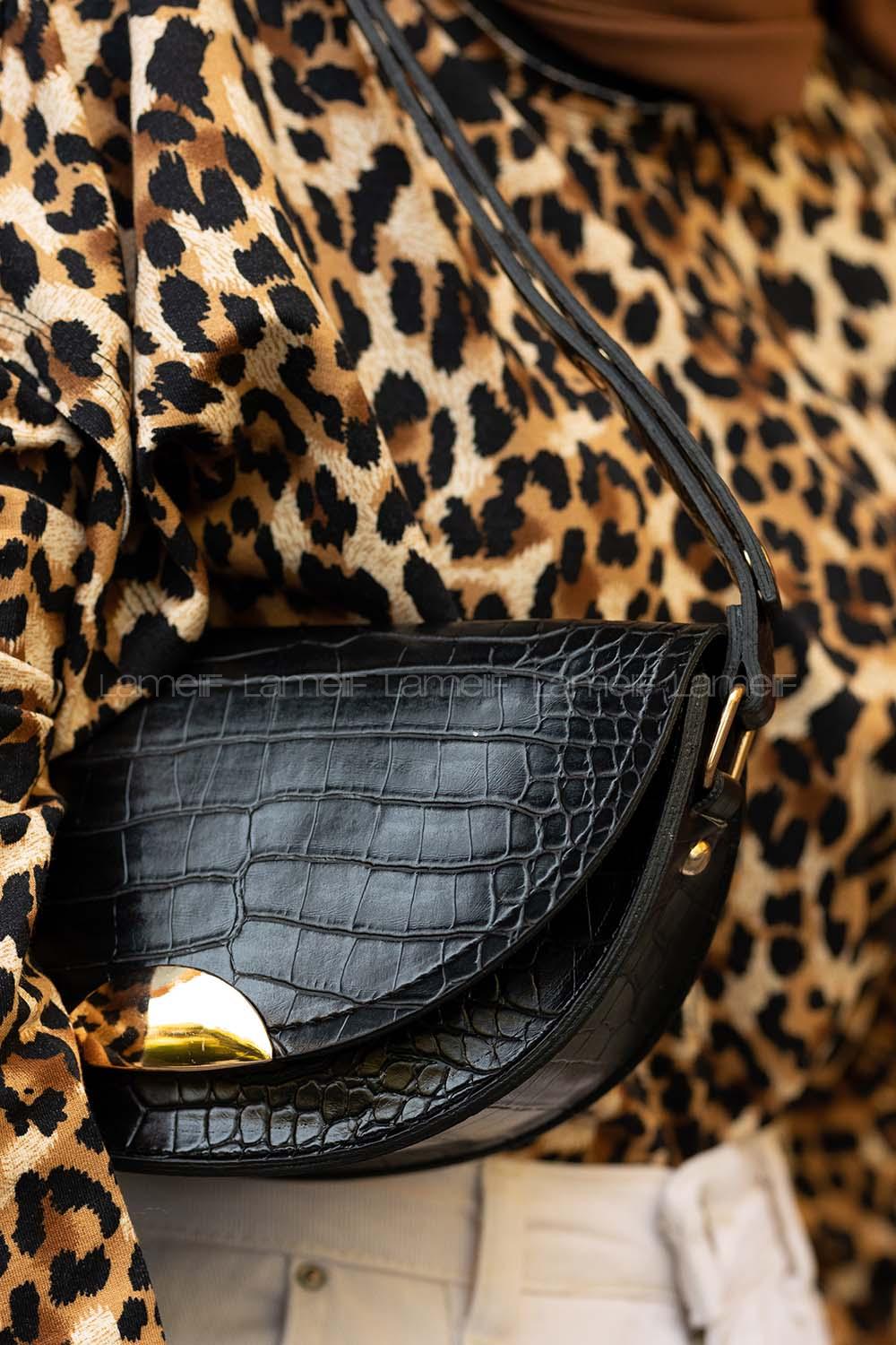 Modalamelif Kapak Kilitli  Desen Çanta Siyah