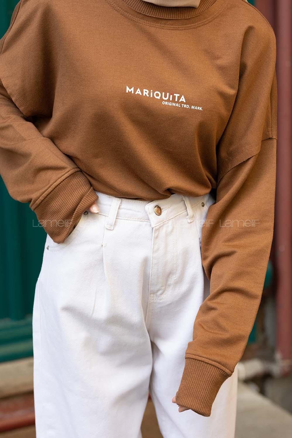 Modalamelif Koyu Kahve Marigunta Baskılı Sweat