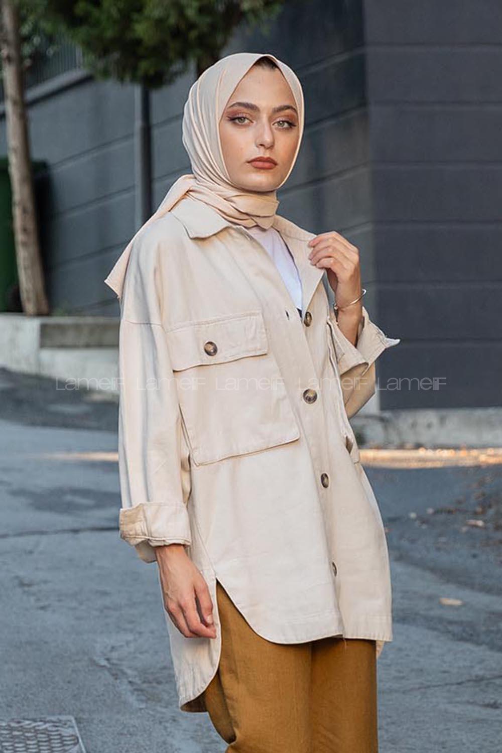 Modalamelif Önü Tahta Düğmeli Büyük Cep Ceket Taş