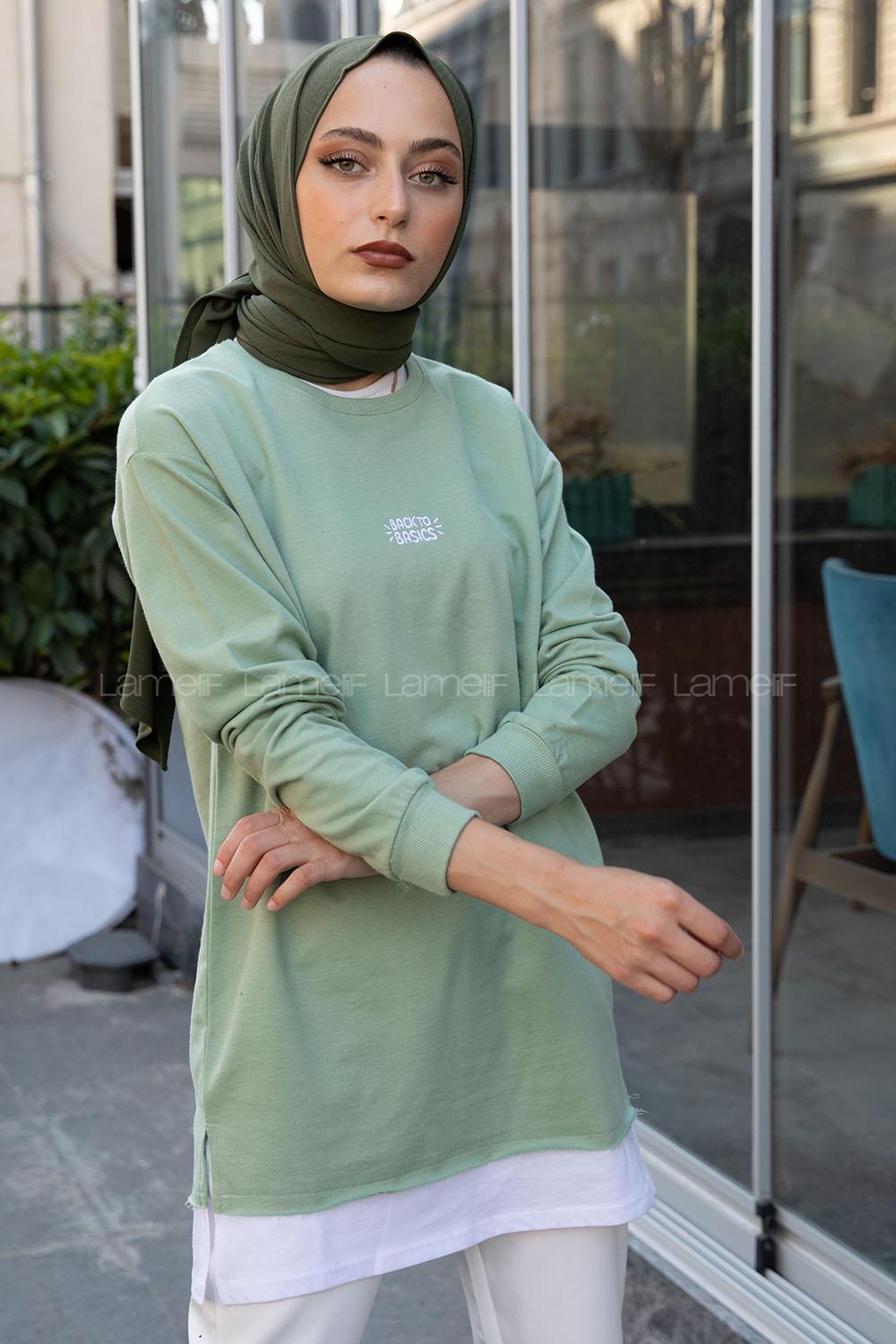 Modalamelif Back To Basıcs Sweatshirt Çağla