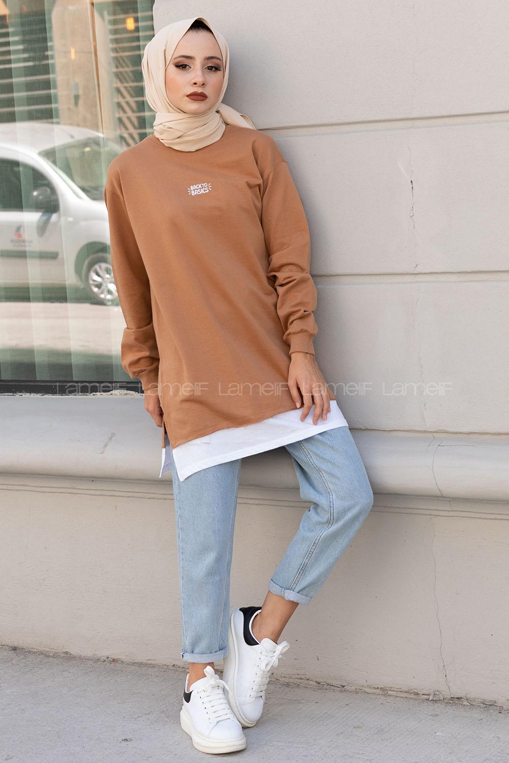 Modalamelif  Back To Basıcs Sweatshirt Sütlü Kahve