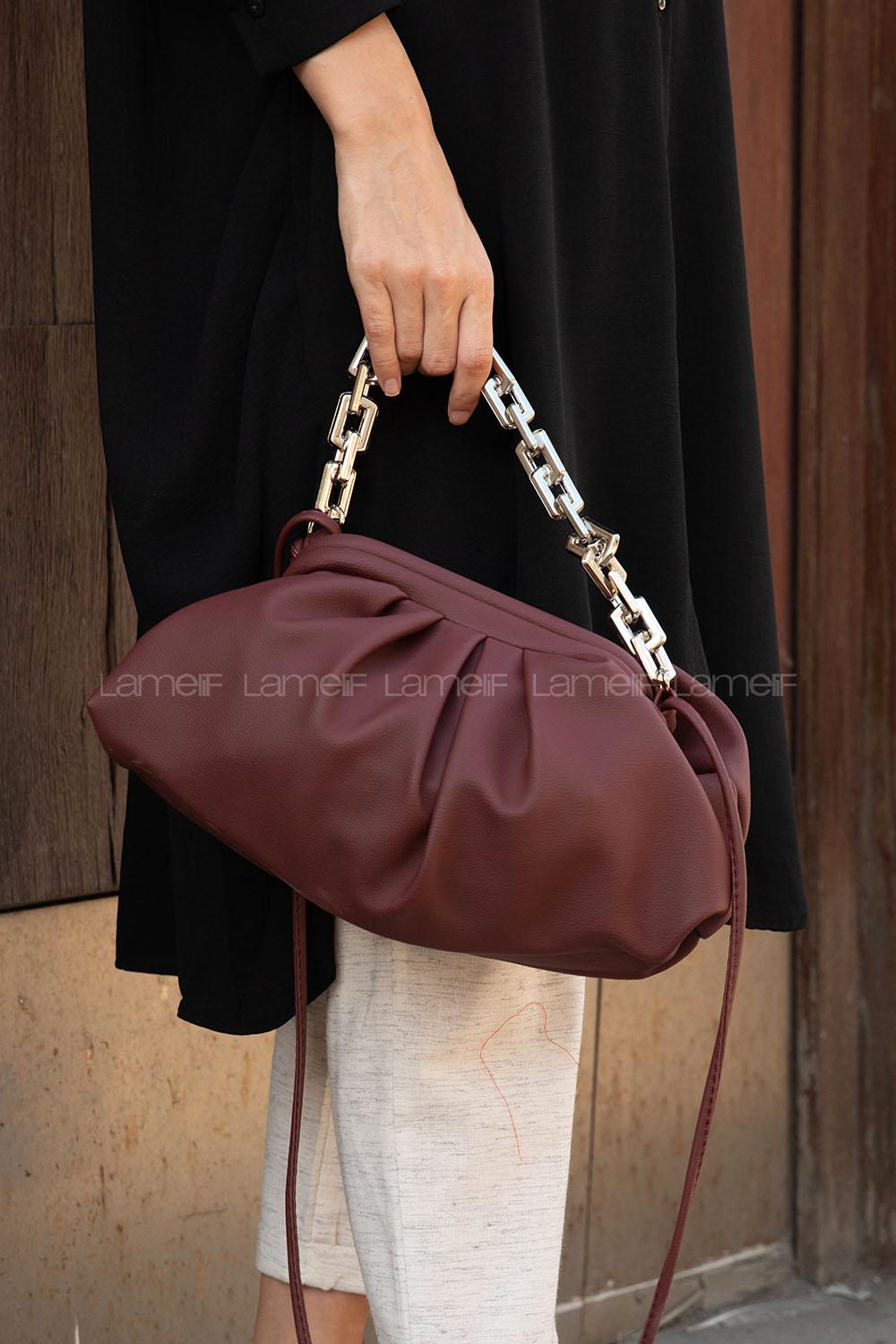 Modalamelif Büzgülü Bottega Model Çanta Bordo