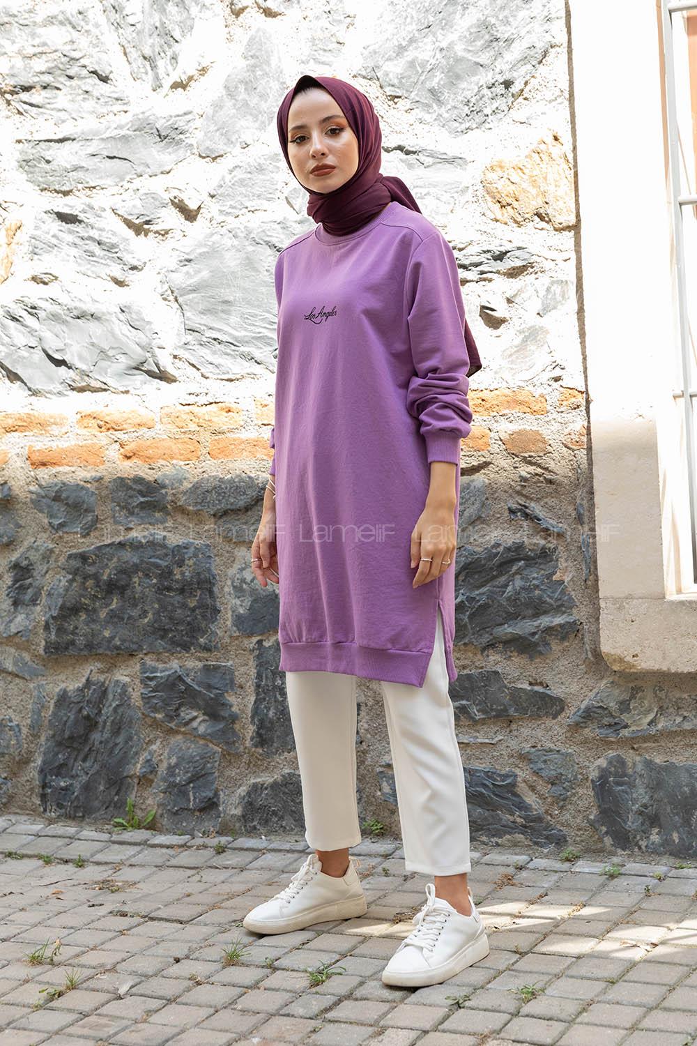 Modalamelif Los Angeles Baskılı Tunik Mor