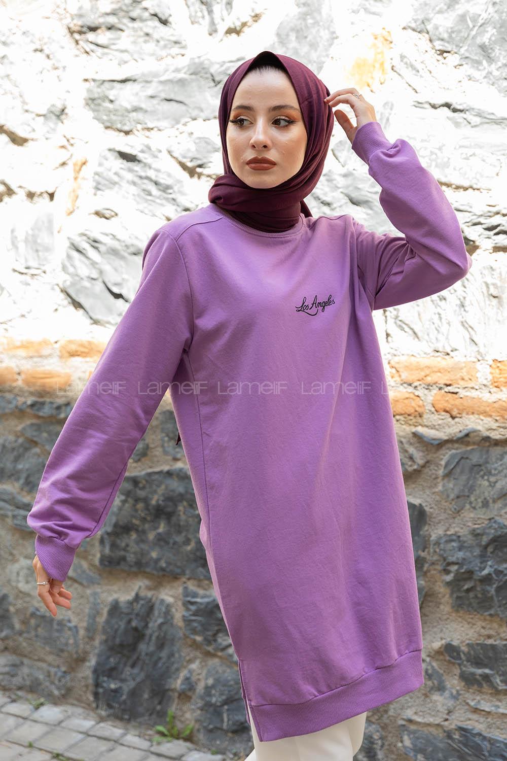 Modalamelif Los Angeles Baskılı Tunik Mor