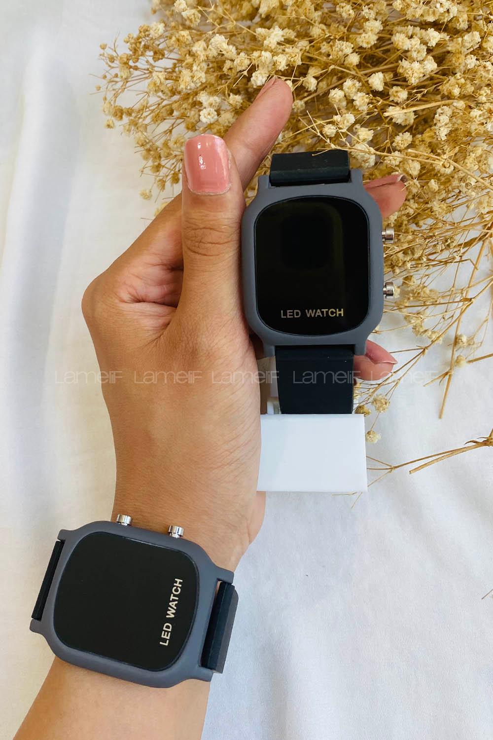 Modalamelif Gri Silikon Led Saat