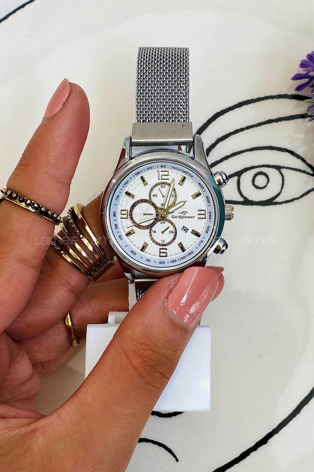 Modalamelif Halka Detaylı Mıknatıslı Hasır Kordon Saat