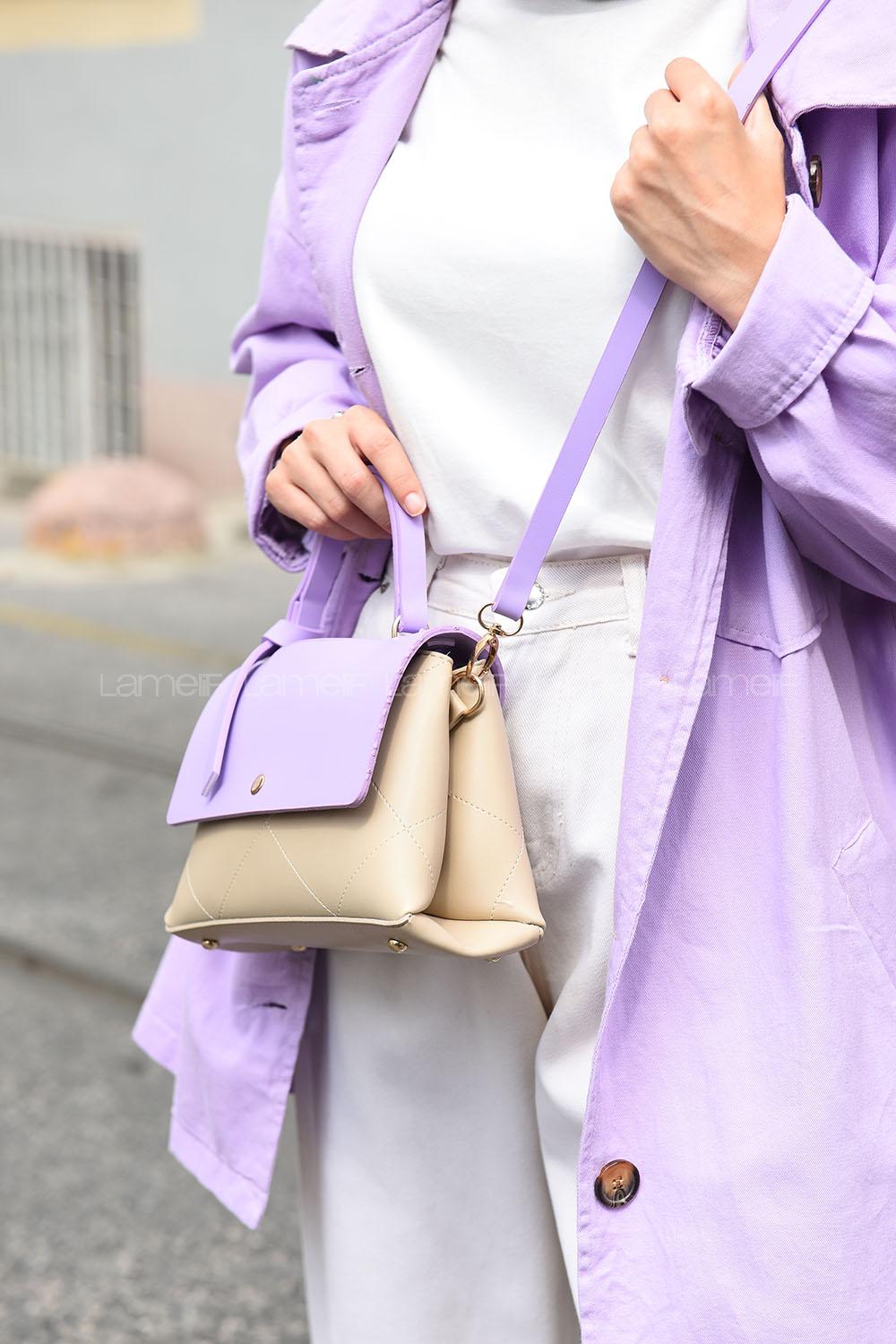 Modalamelif Kapak Renkli Çapraz Çanta Lila